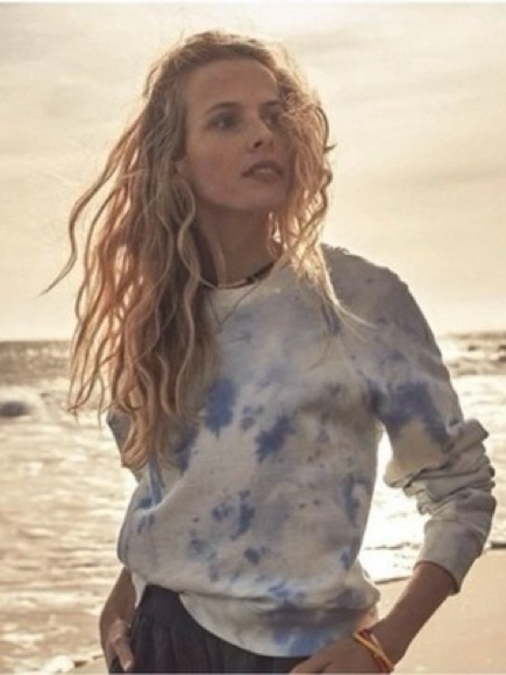 Faherty Bells Blue and Cream Tie-Dye Sweatshirt